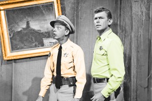 Don Knotts and Andy Griffith in a scene from "The Andy Griffith Show"