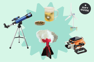 Collage of various science-based gifts