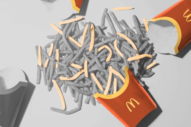 McDonald's french fries spilling out of their container