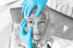 Close-up of a patient having an eye exam
