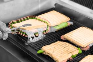 Toasted sandwiches on a grill